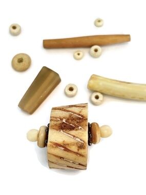 As Low As $2 Natural Bone Beads Mix with a Large Scored Focal 33mm x 17mm (16)